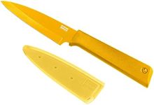 Kuhn Rikon Colori+ Non-Stick Straight Paring Knife with Safety Sheath, 19 cm, Yellow