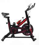 Dolphy Indoor Cycling Bike, Silent Belt Drive Exercise Bike Stationary Bicycle with Steel Flywheel, Adjustable Seat and Handlebar, Heart Rate Monitor LCD Monitor-Red