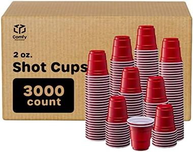 Comfy Package [Case of 3,000 2 oz. Mini Plastic Shot Glasses Disposable - Red Jello Shot Cups for Parties and Events