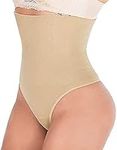 Vorcy Women Tummy Control Shapewear High Waist Butt Lifter Body Shaper Knickers Thong Panty Shapewear Beige