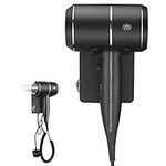 QL Hair Dryer with Wall Mounted Holder and USB Socket,Hairdryer Ionic 2000W for Hotel Home,Matt Black