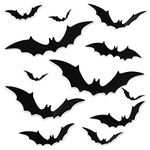 Halloween Bats Decorations Bat Wall Decor, Large 3D PVC Scary Bats, 4 Size Waterproof Black Spooky Bats for Room Decor