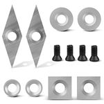 Lathe Carbide Cutters Inserts Set - Tungsten Carbide Inserts Wood Lathe Turning Tools - Radius 1/2'' and 7/20'', Square 11/25'' and Diamond 2/5 x 1-1/5 Inch with Screws, JIOU JIA Supplied