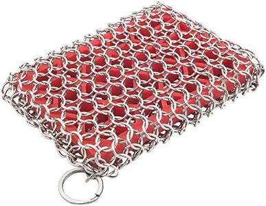 Tobepico Cast Iron Cleaner, Premium 316 Stainless Steel cleaner Chainmail Scrubber with Silicone Insert for Cleaning Cast Iron Pan Pre-seasoned Pan Skillet Kitchen Utensils.