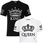 Matching Shirts for Couples Set for him and her King Queen T-Shirts, Black, Medium