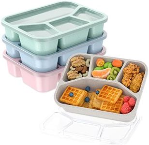 Bento Lunch Box for Kids (4 Pack), 4-Compartment Meal Prep Container with Transparent Cover, Freezer and Dishwasher Safe Food Storage Containers, Reusable For Work, School, Travel, Adult