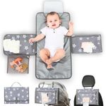 JanYoo Baby Portable Nappy Changing Mat with Wipes Pocket Changing Pads with Head Cushion for Infants Diaper Bag Travel Pad Wipeable Waterproof Newborn Essentials