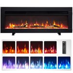FLAMEKO Dilton 36"/92cm 3-in-1 Electric Fireplace with Logs & Crystals, Freestanding, Wall Mounted, Recessed, 9 Colour Flame Effect, Media Wall Compatible, 900W - 1800W Heater, Remote