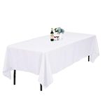 Kapwall White Table Cloth - 60X84Inch (152X213cm) Polyester Rectangle tablecloth, For 4 Foot Table In Washable Stain and Wrinkle Resistant, christmas tablecloth for Dining, Buffet Parties and Picnic.