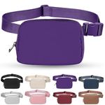 Bomvabe 1L Mini Belt Bag Purple for Women, Crossbody Fanny Pack for Women with Adjustable Strap 32" to 51", Small Waist Bag with 2 Zippered Pockets for Travel Sport Running Cycling Hiking