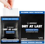 Armoray Dry At Last Underarm Deodorant Wipes Individually Wrapped - Anti Perspirant & Anti Sweat Wipes for Hyperhidrosis Treatment - Armpit Sweat Blocker - Deodorant Wipes for Women & Men, 15 Count