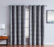 LinenZone Roberta - Total Blackout Grommet Window Curtains - Blocks 100% Sunlight - 4 Layers High Density & Noise Reduction Fabric - Energy Efficient (2 Panels - 37" x 63" Each, Charcoal)