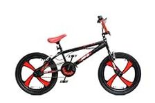 XN BMX 20" 4 Spoke MAG Wheel Freestyle Bike Gyro Stunt Pegs Kids Boys Girls (Black/Red)