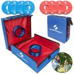 Sportcraft Portable Washer Toss, 2 Fabric Targets with a Sand-Filled Interior & 8 Weighted Steel washers (4 red, 4 Blue), This Game is Easy to Play and is a Crowd-Pleaser!