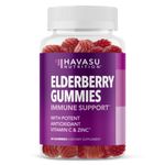 Elderberry Gummies 100mg for Fast Cold & Flu Relief | Immune Booster for Adults | Organic Sambucol Black Elderberry, Vitamin C & Zinc Gummies | Cough, Fever & Immune Support with Antioxidants | 60ct