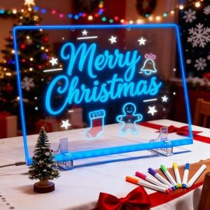 Led Note Board with Colors, Led Light Up Acrylic Message Board with Light Up Dry Erase Board with Adjustable Stand and 7 Colors Pen for Office School Home
