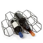 Countertop Wine Rack - 9 Bottle Wine Holder for Wine Storage - No Assembly Required - Modern Black Metal Wine Rack - Wine Racks Countertop - Small Wine Rack and Wine Bottle Holder - Tabletop Wine Rack