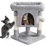 Yaheetech 59cm Basic Cat Tree Tower, Cat Scratching Post w/Oversized Perches, Condo and Hanging Ball, Cat Furniture Cat House for Cats Kittens Pets, Light Grey