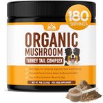 Mushroom Supplement Powder for Dogs (90g) Organic Mushroom Complex with Turkey Tail and Lions Mane for Dogs - Immune Support, Brain Health and Digestion - Third Party Tested, Non-GMO and Made in USA