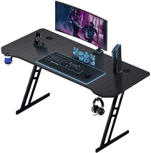Play haha.Mesa de Juegos 120x60cm, Escritorio Grande para Ordenador y Oficina en casa, Marco de Metal, conducto para Cables, Gancho para Auriculares(Negro)