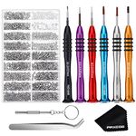 Paxcoo Eyeglasses Repair Kit Including 1000Pcs Small Screws Set and 6 Pcs Precision Screwdrivers for Glasses and Sunglasses Repair