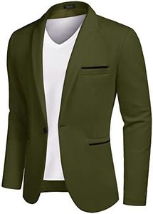 COOFANDY Mens Cotton Casual Lapel Blazer Jacket Lightweight Sport Coat Army Green