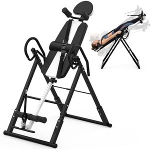 Advwin Inversion Table, Home Back Stretcher Exercise Machine with Lumbar Support & Safety Belt, Fits 1.3–2m Height, 150kg Max Load, Black&White