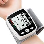 Blood Pressure Monitor Adjustable Wrist Blood Pressure Cuff 2 x 90 Readings Digital Rechargeable Blood Pressure Machine with Voice Broadcasting with Carrying Case for Home Use