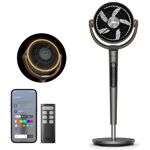 DREO Smart Fan For Bedroom, Standing Fans for Home, 120°+150° Oscillating Pedestal Fan Wi-Fi/Voice Control, 100ft 20db Quiet Circulator Fan, DC Motor, 6 Modes, 12 Speeds, 37-42'' Adjustable Height