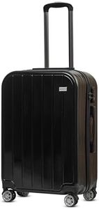 Mode Cassette 55 Cm Polycarbonate Hard-Sided 4 Wheels Spinner Check-In Luggage Trolley Bag With Tsa Lock, Double-Zipper, Light-Weight, 3-Year Warranty (Black)