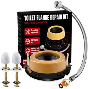 Extra Thick Toilet Wax Ring Replacement Kit with Flange & 16" Water Supply Line (7/8 in. Ballcock x 3/8 in. Comp) – Toilet Installation Kit, 3"/4" Drain Compatible, Toilet Flange Repair Kit