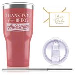 HIYAA Mothers Day Gifts for Mum from Daughter Son, 30 Oz Thank You for Being Awesome Stainless Steel Tumbler with Sliding Lids and Straws, Christmas Gifts for for Women Best Friends Employee Coworker