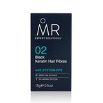 MR Black Hair Fibres (15g). Paraben Free Hair Loss Concealer with System-PPX, Thinning Hair Concealer for Bald Patch Cover Up, Hair Fibres Black, Hair Thickener for Men, Hair Texture Powder