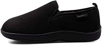 Padders Basil Mens Wide Fit Slip on Memory Foam Slippers - Soft Microsuede Upper and Close Back Design with Wide G Fitting for Extra Room and Ultimate Comfort