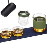 DOPUDO Travel Tea Set, Chinese Portable Tea Set with 1 Infuser, 2 Cups and 1 Master Mug, All in One Water Resistant Case for Travel, Business Trip, Hotel