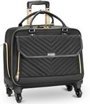 Arcoyard Rolling Briefcase for Women with 4 Spinner Wheels and Telescopic Extendable Handle, Laptop Bag with Wheels, Roller Computer Bag for Work Travel Carry On Luggage, TSA Friendly Design, Black,