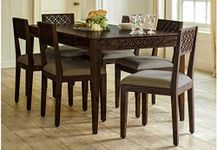 ORMEE Wooden Dining Table 6 Seater | Six Seater Dinning Table with 6 Chairs for Restaurant | Dining Room Sets | Sheesham Wood, Dark Walnut