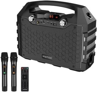 Hotec Wireless Bluetooth Portable PA Speaker System, Powerful Bluetooth Karaoke Machine with Dual Wireless Microphones for Karaoke, Wedding, Party, Teaching, Lecture, Church, Outdoor Indoor Activities