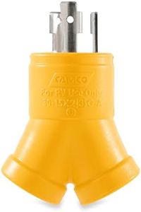 Camco PowerGrip Heavy Duty 3-Prong Generator Adapter (30M/2 x 15F) - Durable Construction for Safe and Simple Use - (55433) , Yellow