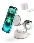 Belkin UltraCharge Pro Wireless Charging Station 25W, 3-in-1 Qi2.2 Certified MagSafe Compatible Charger for iPhone 17, Air, Apple Watch, AirPods, Pixelsnap, with Cooling Fan, 45W Adapter - Sand