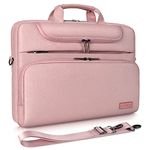 DOMISO 17.3 Inch Multi-Functional Laptop Sleeve Business Briefcase Waterproof Messenger Shoulder Bag Compatible with 17"-17.3" Notebooks/Dell/Acer/HP/MSI/ASUS, Pink