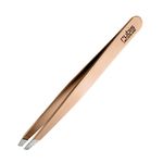 Rubis Switzerland Rose Gold Limited Edition Slanted Tip Tweezer W/Black Pouch