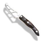 Model 1764 CUTCO Traditional Cheese Knives with 5.5" Micro-DÂ serrated edge blades and 5" classic dark brown 'Diamond' handles.