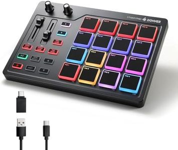 Donner MIDI Pad Beat Maker Machine Professional, Drum Machine with 16 Beat Pads, 2 Assignable Fader & Knobs and Music Production Software, USB MIDI Controller with 40 Courses, STARRYPAD