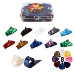 Thumb Picks Plectrum With Plastic Picks Case,1 Dozen (12 Pieces) Celluloid Guitar thumb picks Mandolin Banjo thumb picks and Free 8pcs 0.46mm Guitar Picks (Mix Color)