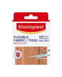 Elastoplast Flexible Fabric Adhesive Bandages, 10 Strips, 10 cm x 8cm Width, beige | Wound Dressing for First Aid Kit | Extra Flexible | Adapts to all your movements | Strong Adhesion