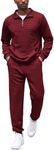 COOFANDY Men's Tracksuit 2 Piece Quarter Zip Sweatsuit Workout Plaid Jacquard Jogging Suit Set