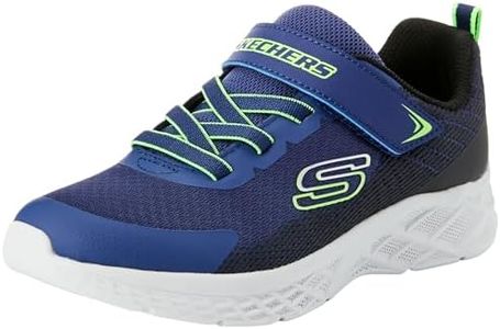 Skechers Boy's Microspec Ii Sneaker, Navy Blue/Lime, 12 Little Kid