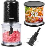 Duronic Mini Chopper CH57 BK Mini Food Processor 500W Black Vegetable Choppers 2 x 700ml Blender Bowl with Lid Garlic Chopper with Quad Stainless Steel Blades for Dips Sauces Vegetable Meat Mincer