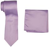 Stacy Adams Men's Tall-Plus-Size Satin Solid Tie Set Extra Long, Lilac, One Size